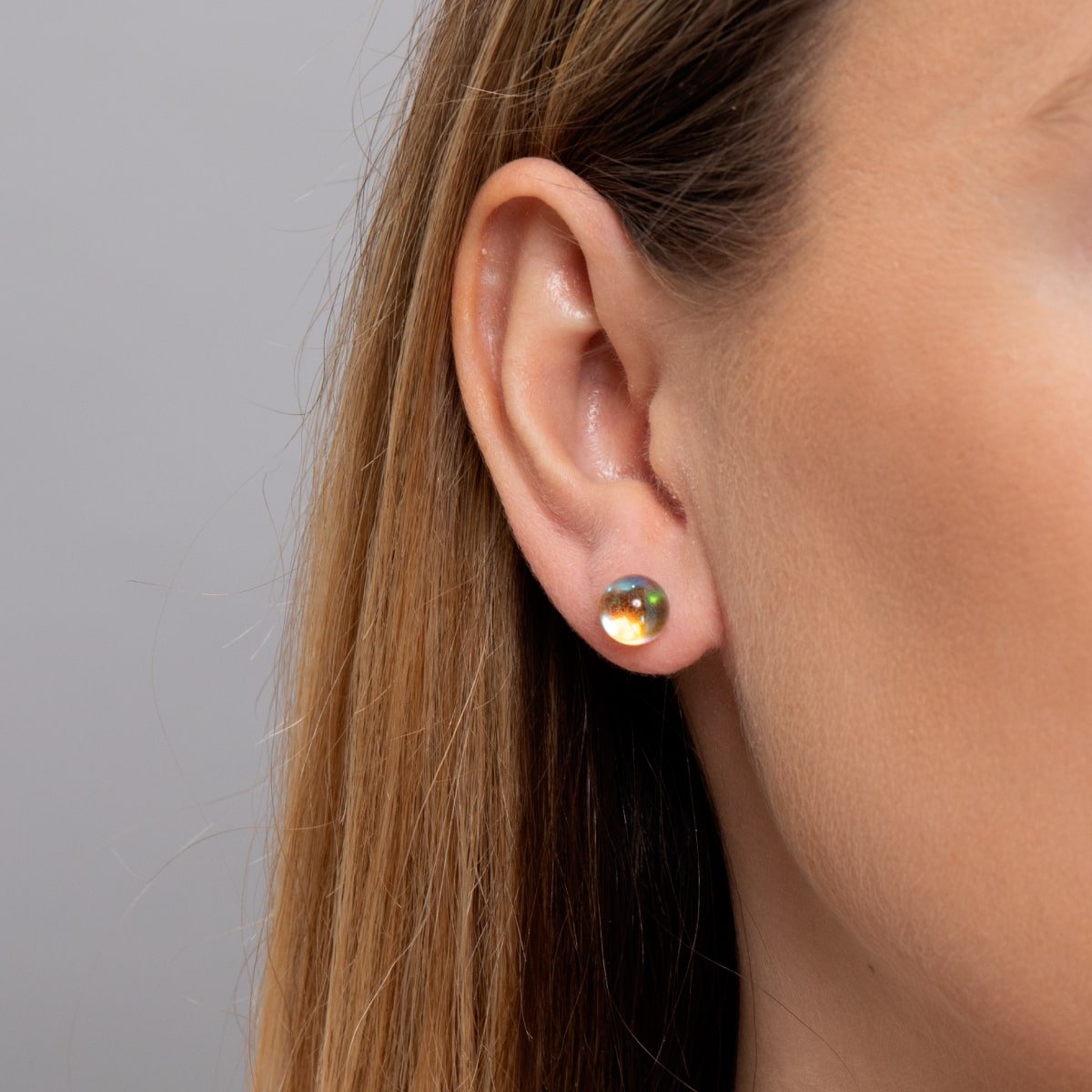 Champagne Supernova | Argent sterling .925 | Boucles d'Oreilles Verre Galaxie